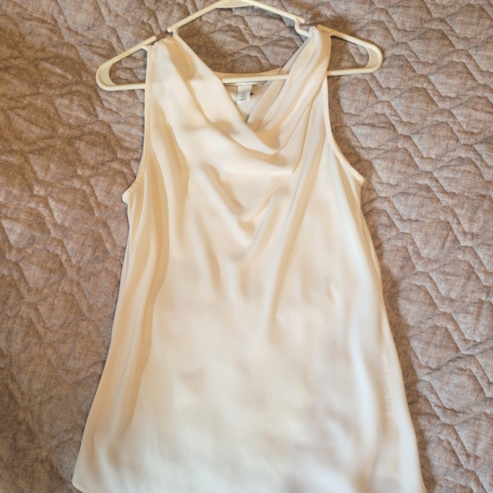 Whbm white drape neck blouse